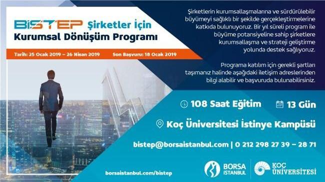 BISTEP Şirketler için Kurumsal Dönüşüm Programı Ocak 2019'da başlıyor | Borsa İstanbul Haberleri
